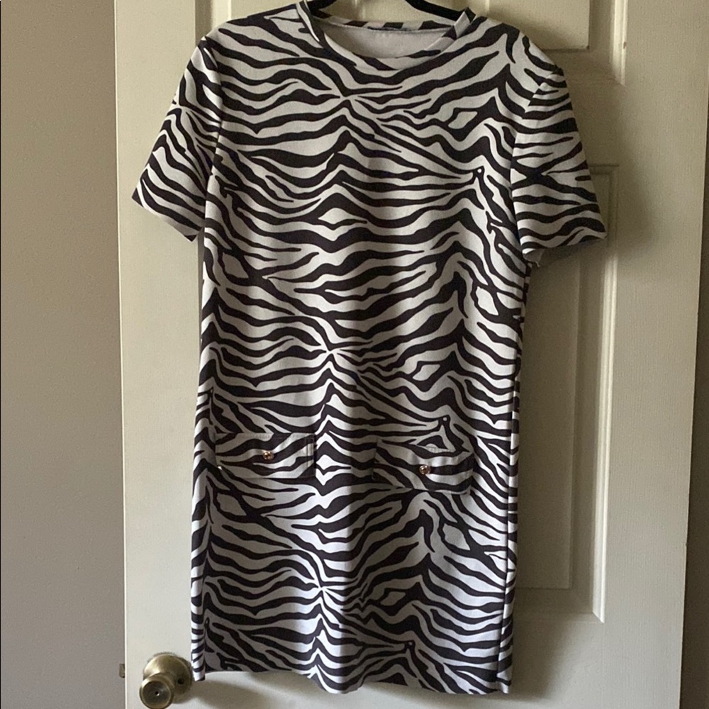 Zara Black and White Sheath Mini Dress